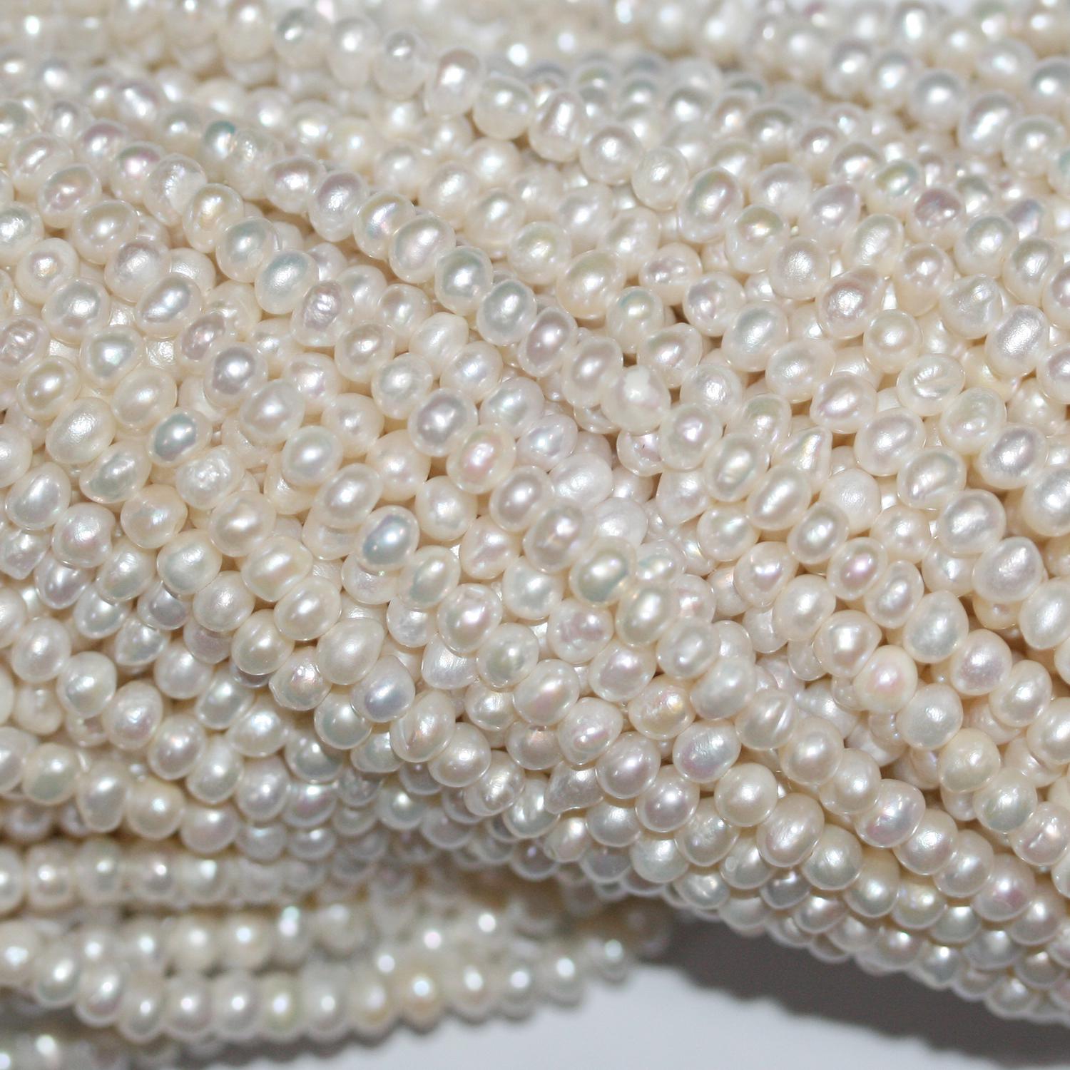 Perla Barroca de Agua Dulce de 14" (3,5-4 mm) - Hilo de 37 cm - Precios al por mayor de Perlas Naturales