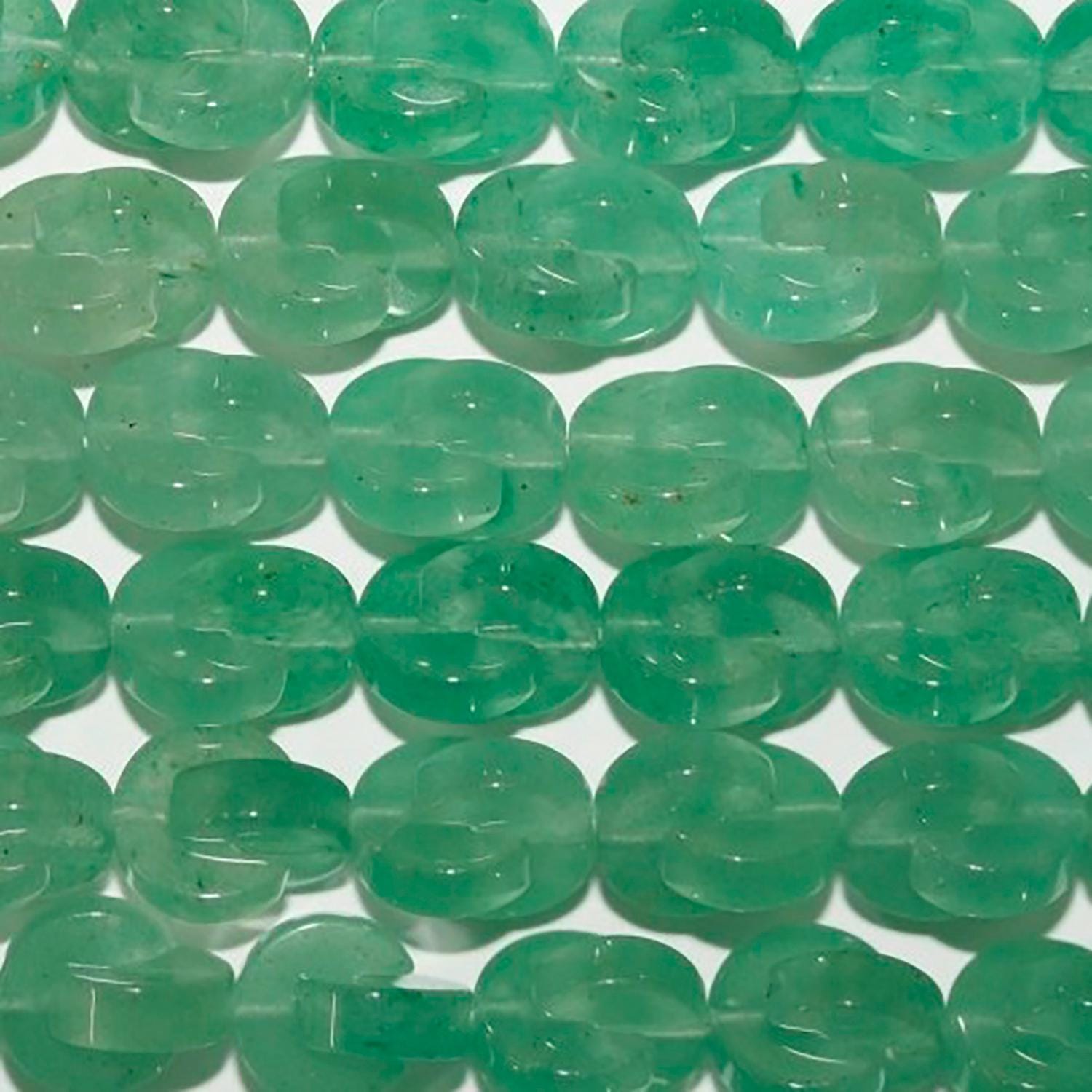 14" St Green Aventurine  Smooth Removable Coin Beads 8mm.-Strand 40cm.