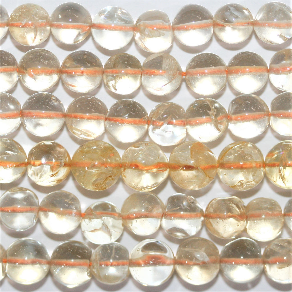 Perles rondes lisses de citrine 7-8 mm.- Fil 36 cm.