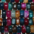 Perles rondelles à facettes en agate multicolore 15" St 15x9mm.-Rig 38cm.