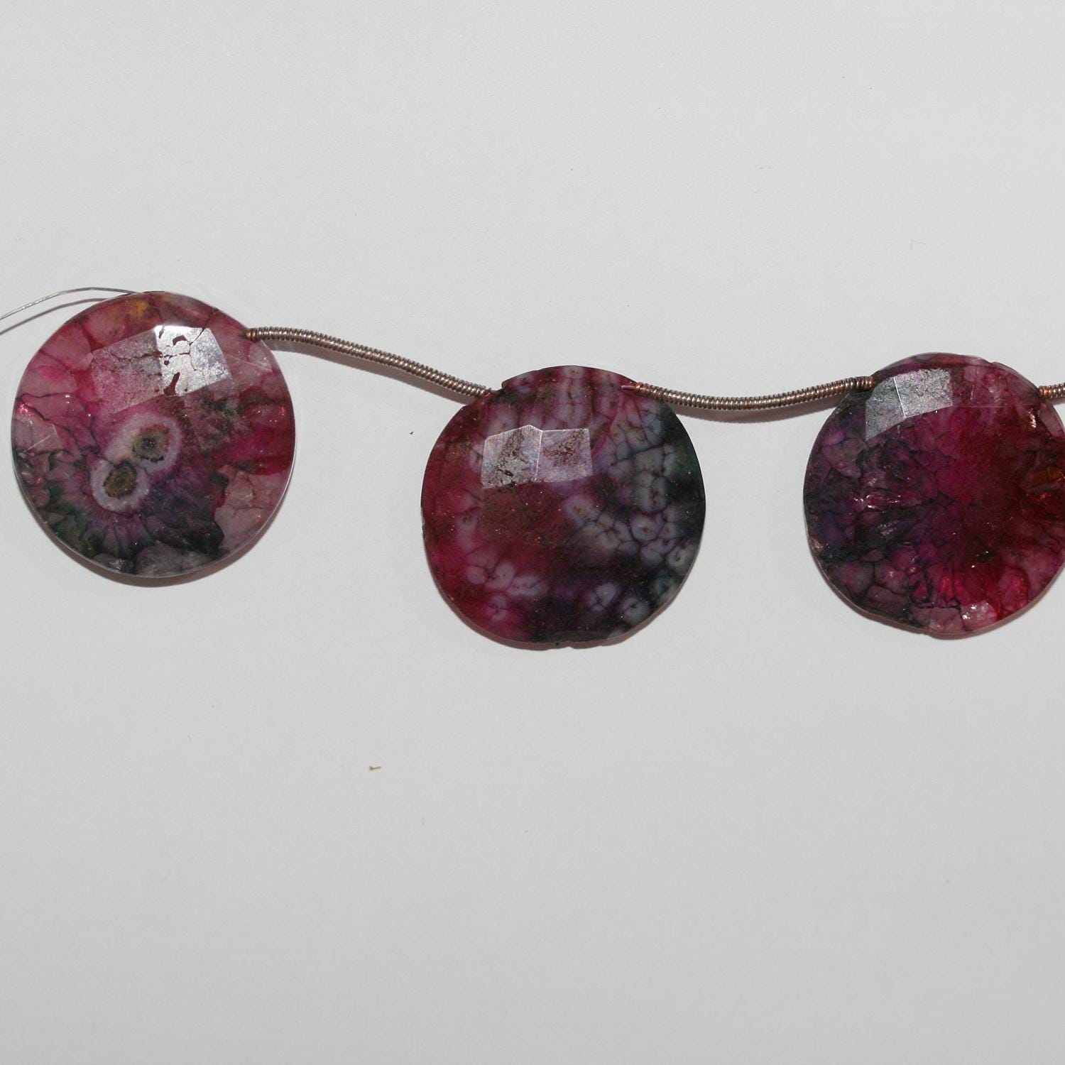 Cuentas redondas facetadas de cuarzo solar multicolor de 8" (24-25 mm, aprox. - Hilo de 20 cm)