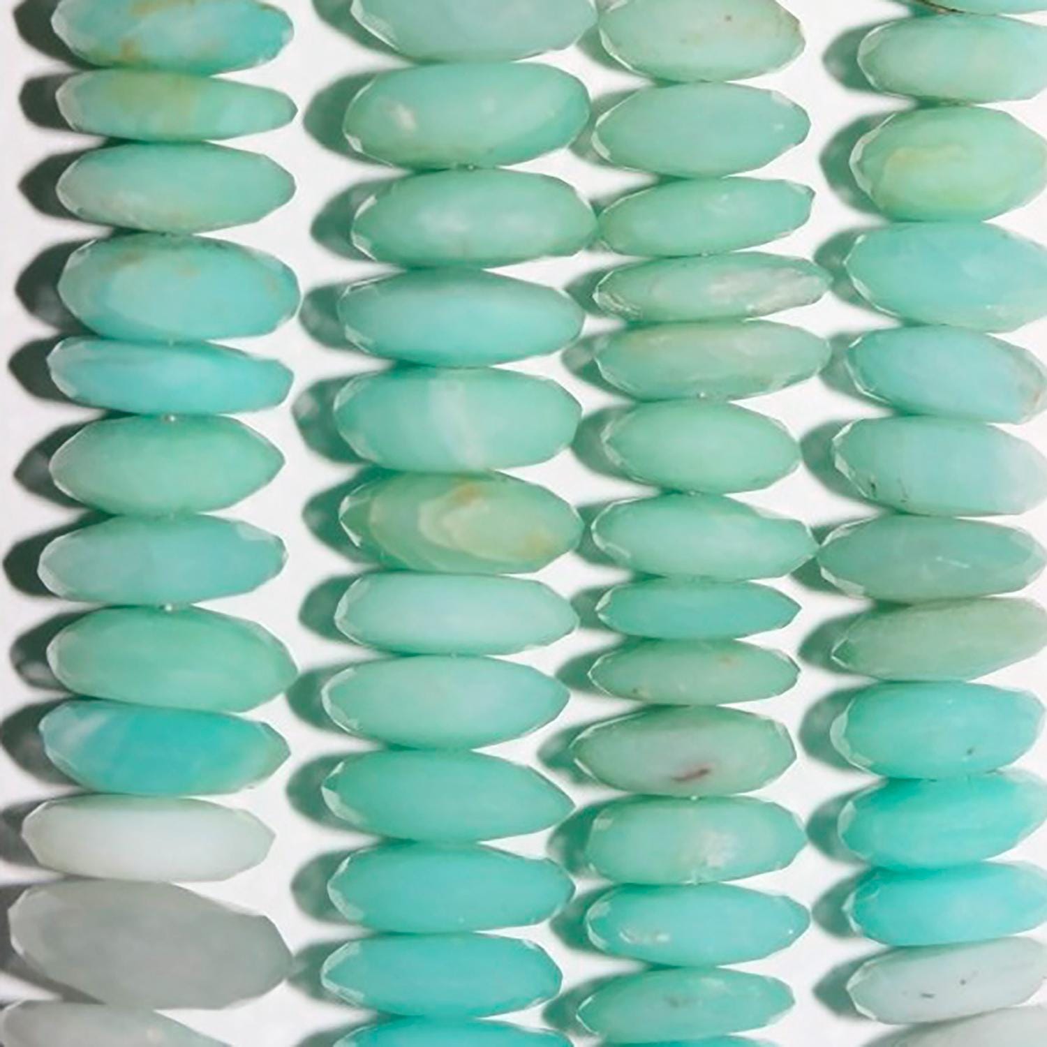 Cuentas redondas facetadas de ópalo peruano de 40 cm (16"), 10 x 4 mm (aprox.), tira de 40 cm