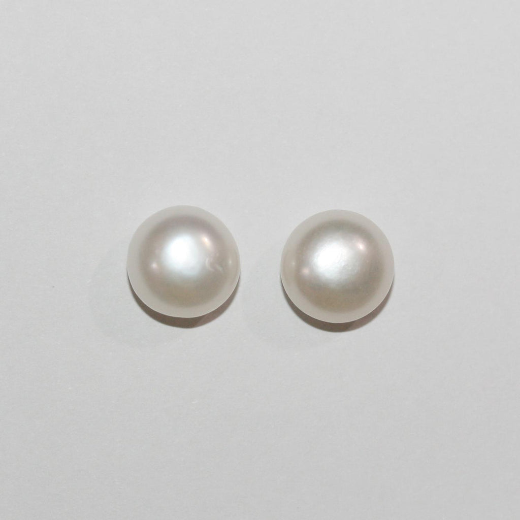 1 Pair High Cultured Button Pearl 10.5-11mm.-Approx.-Half Drill. Button Natural  Pearl-Price Per 1 Pair- Pearl Earring