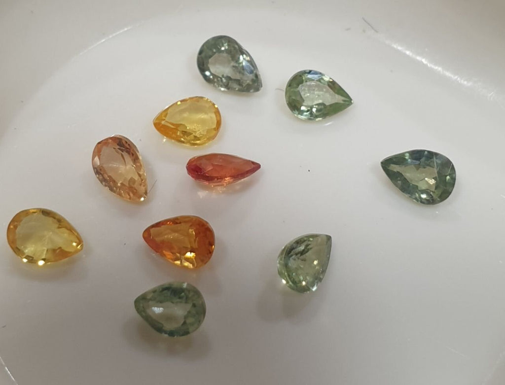 Lote de 10 zafiros multicolores facetados de 4 x 3 mm - Paquetes de gemas - Piedras sueltas al por mayor - Gemas naturales