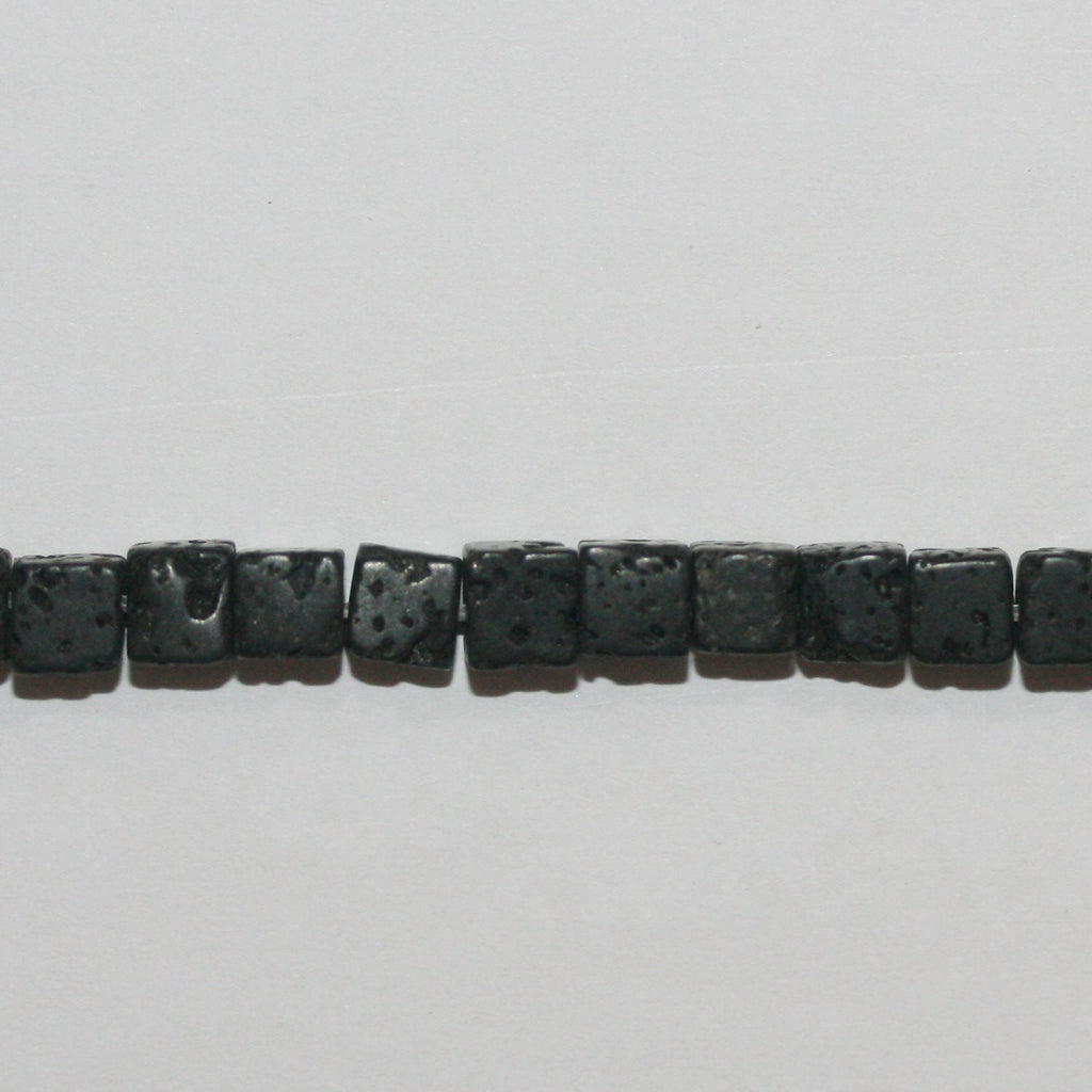 Perles cubiques lisses St Lava de 15 pouces (4 mm) - Fil de 39 cm