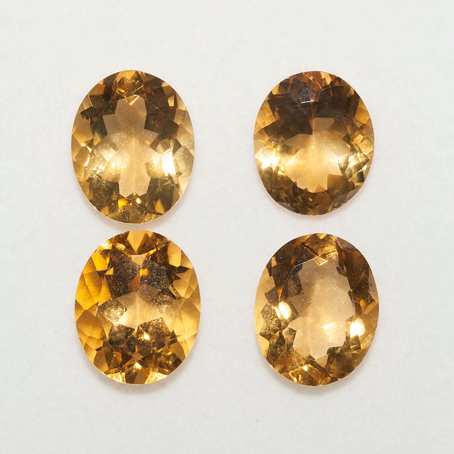Lote de 4 piezas de citrino facetado ovalado de 11 x 9 mm (4 piezas).