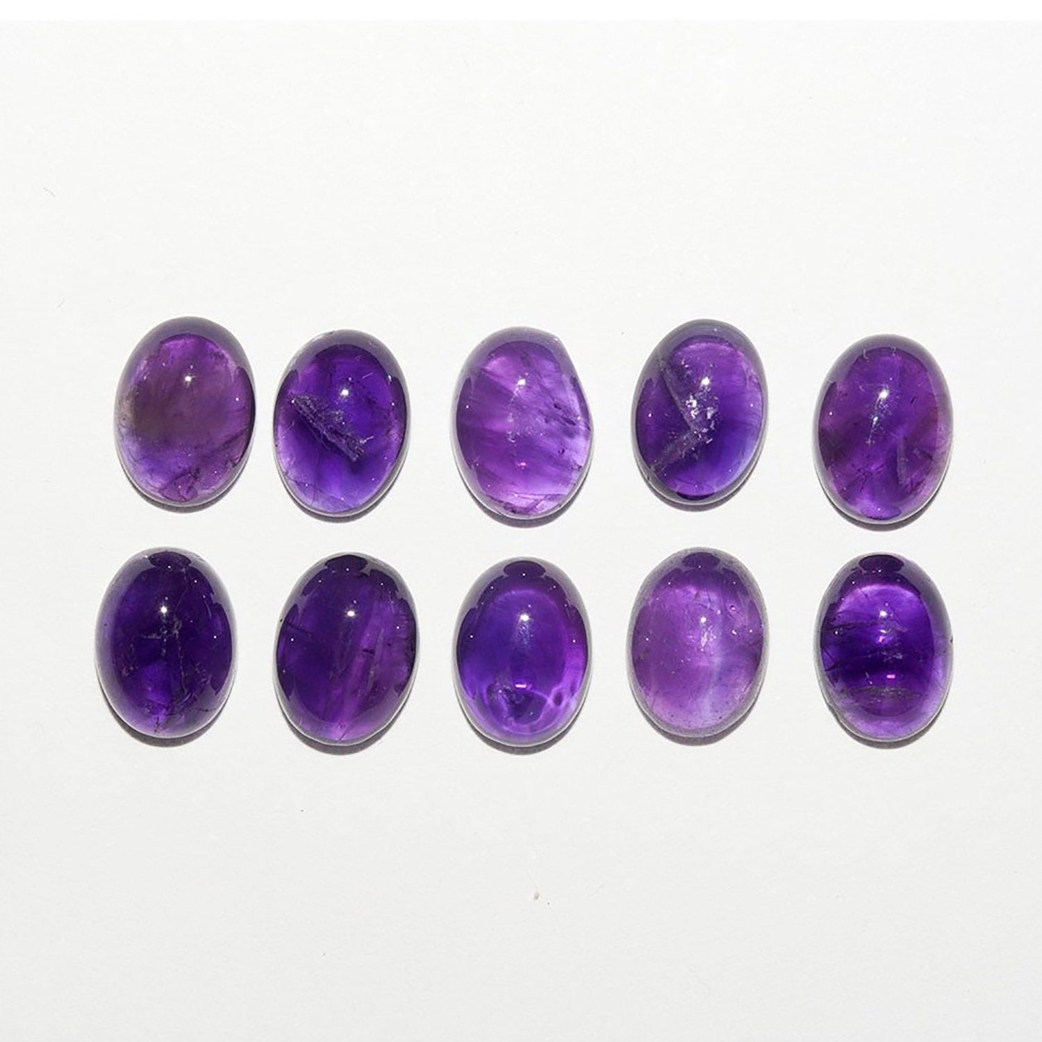 10 Pcs Lot Amethyst Oval Cabochon 8x6 mm. (10 pcs.)