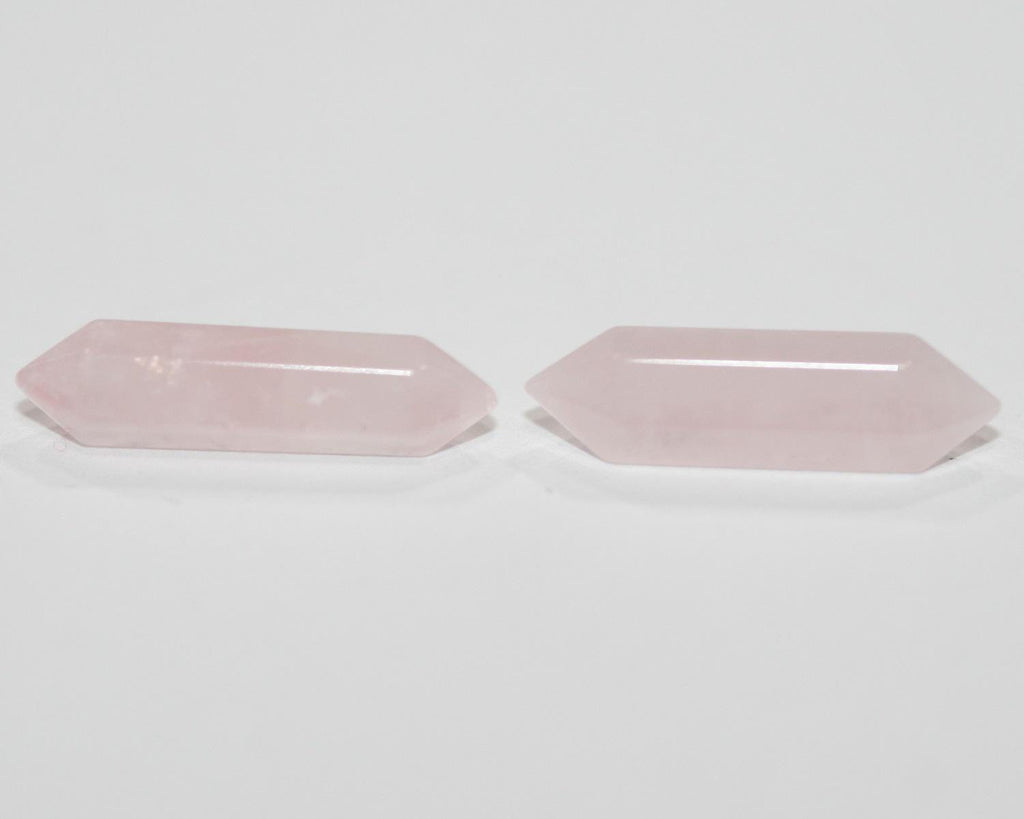 Pendentif en quartz rose à facettes sans perçage (1 paire) 17 x 4 mm - Réf. 14820