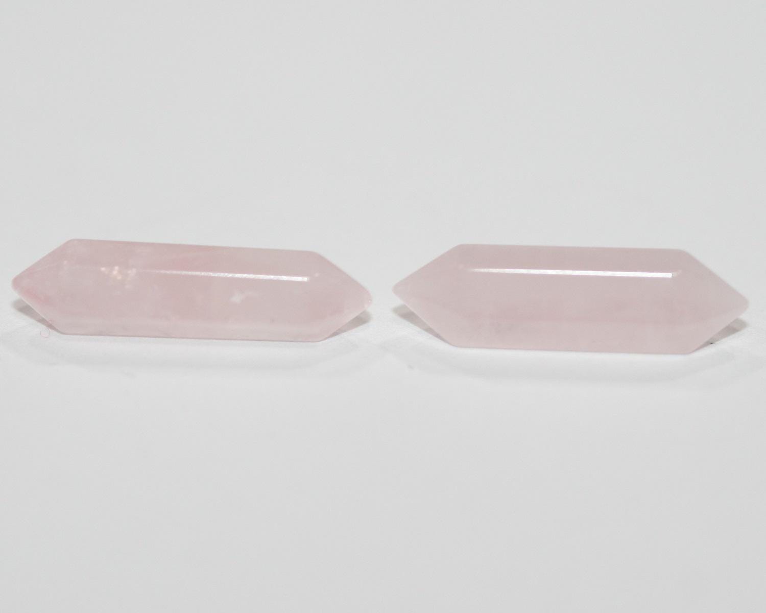 Pendentif en quartz rose à facettes sans perçage (1 paire) 17 x 4 mm - Réf. 14820