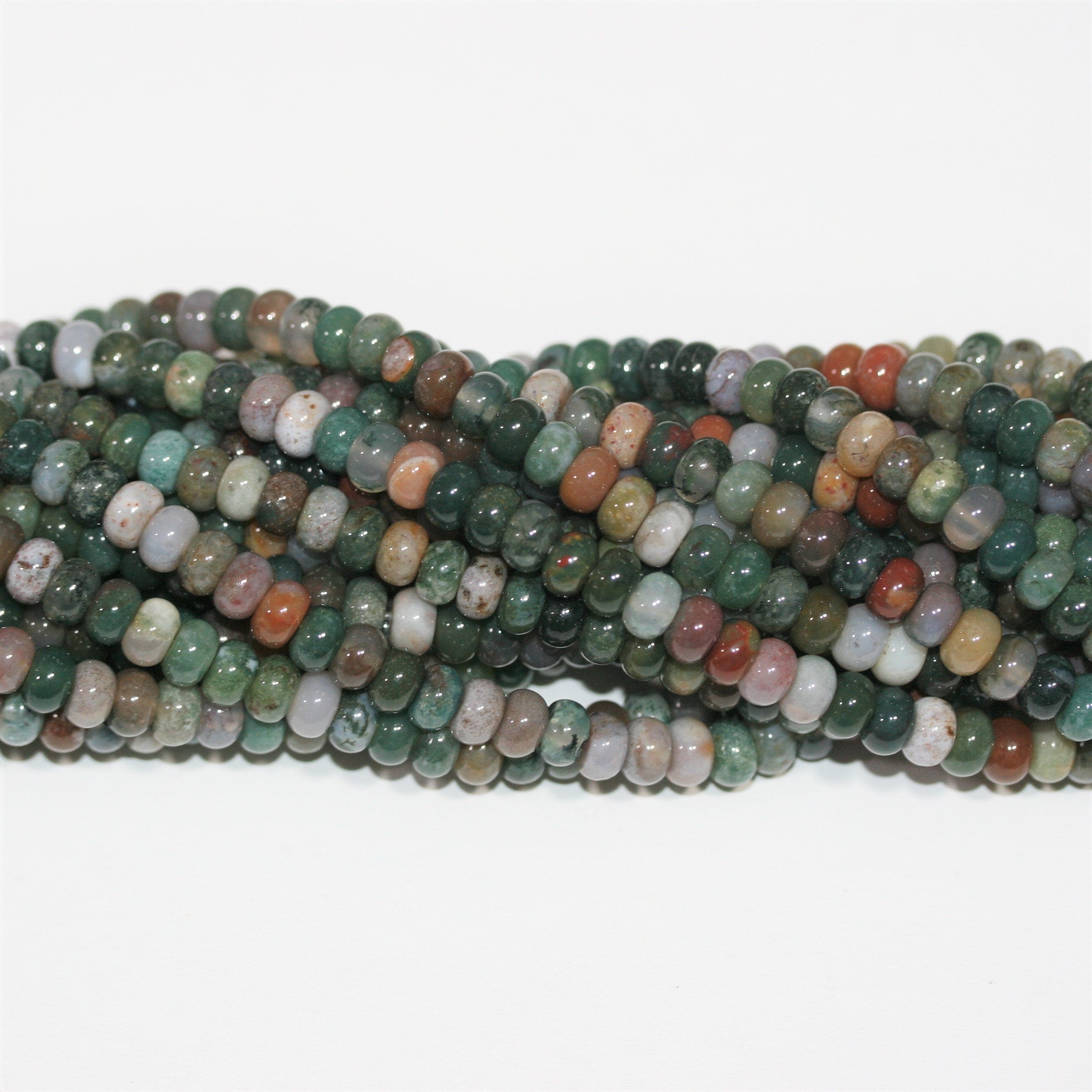 Perles rondelles lisses en agate indienne St 15" 6x4mm.- Brin 38cm.