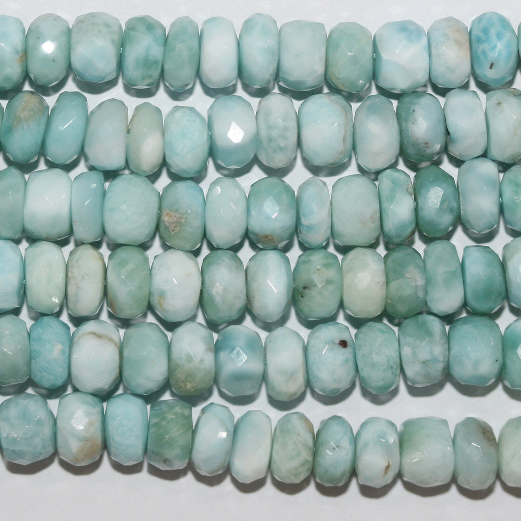 Cuentas redondas facetadas de St Larimar de 16", 7 x 4 mm, aprox. - Hilo de 41 cm.