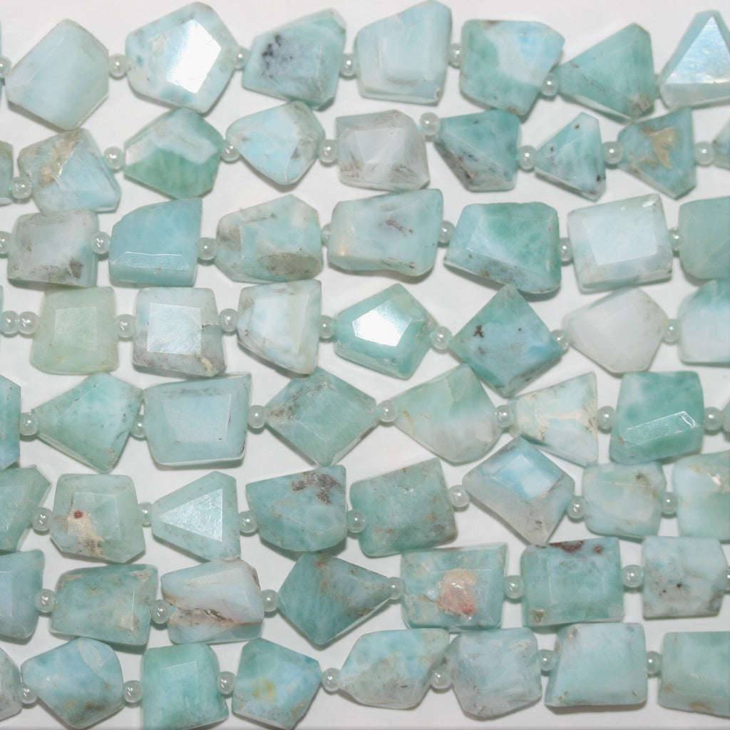 14" St Larimar Faceted Nugget 8x6mm. Approx.-Strand 35cm.