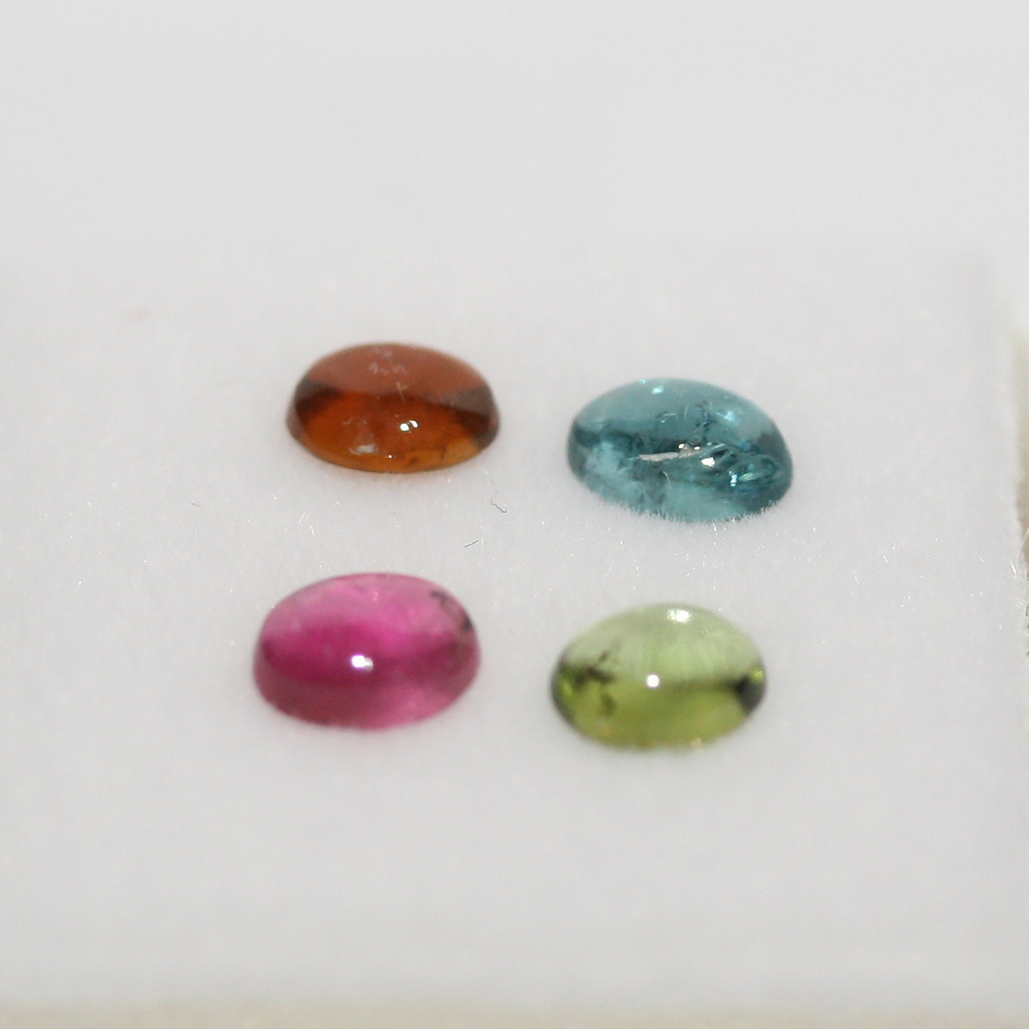 Tourmaline Lot Oval Cabochons 5x4mm.-(4pcs)  -Gemstone Parcels-Loose Stones Wholesale Price-Natural Gems