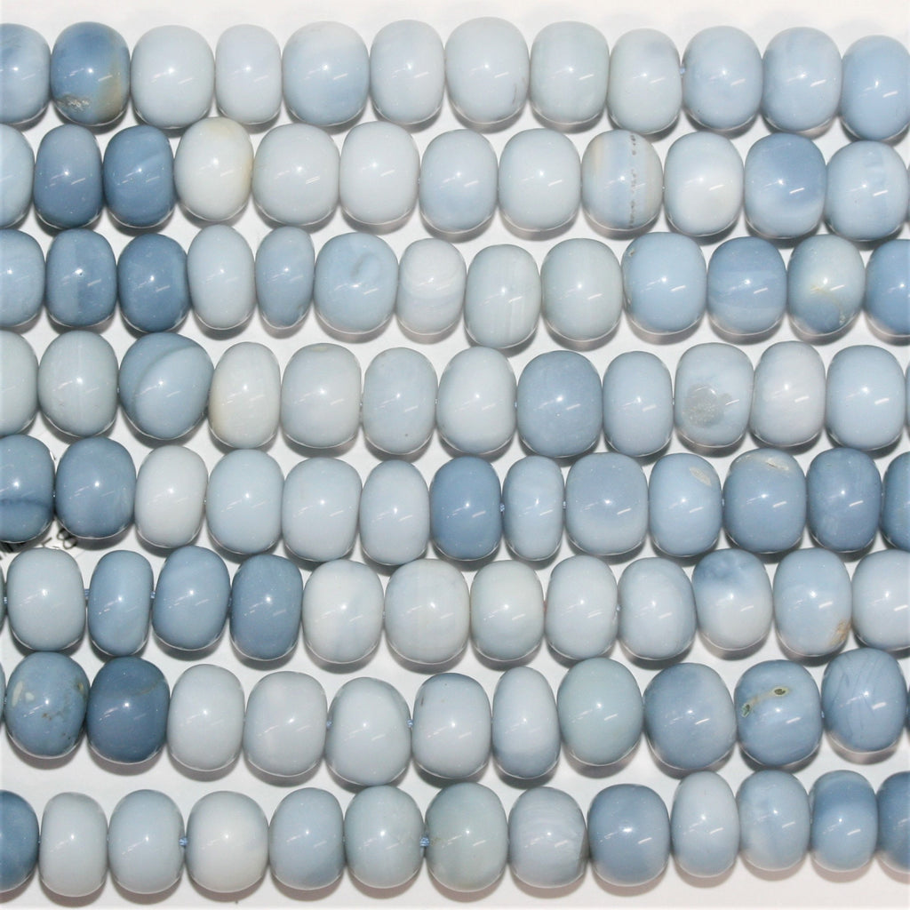 Cuentas redondas lisas de ópalo azul St. de 18", 9 x 6 mm. Aprox. - Hilo de 46 cm.