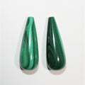 Goutte en malachite demi-percée 28x10mm.( 1 paire )