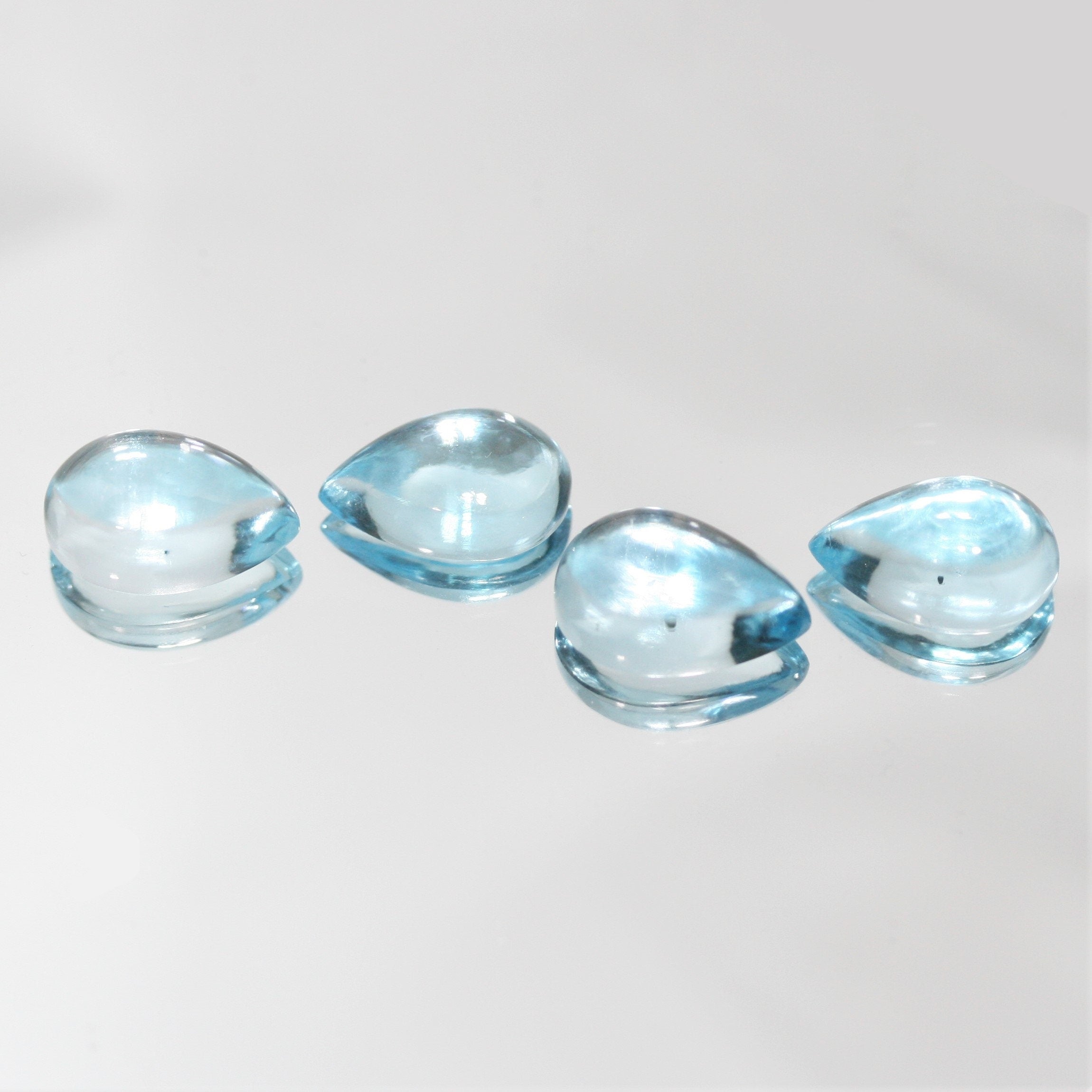 Sky Blue Topaz Smooth Drop Cabochons Lot 12x8mm.- 4 Pieces