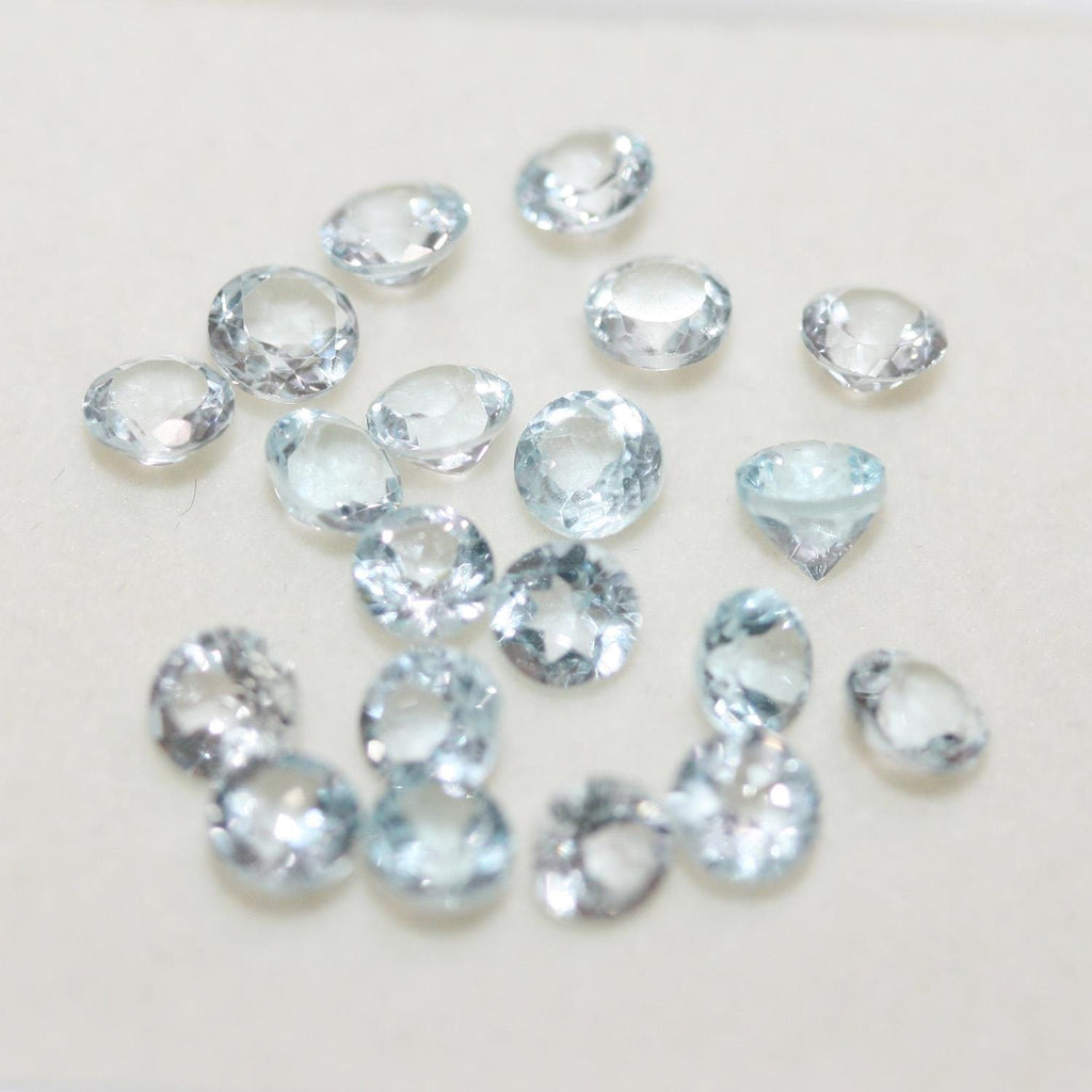 Lote de 20 topacios azul cielo facetados de corte brillante redondo de 4 mm (20 unidades) - Gemas naturales a precios de mayorista