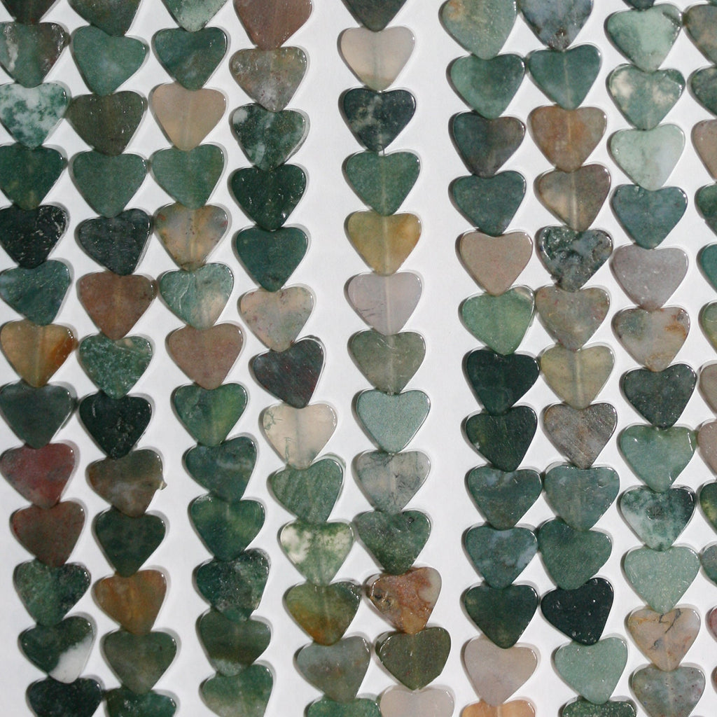 Perles plates lisses en agate indienne St en forme de cœur, 15 pouces (6-7 mm). Longueur du fil : 39 cm.