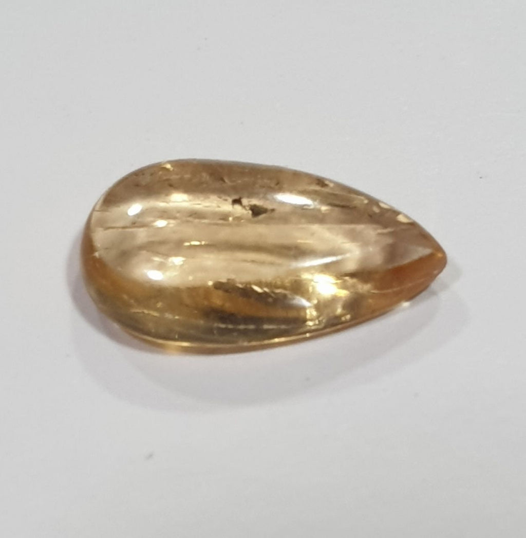 Imperial Topaz Untreated Brazilian  Topaz Pear Cabochon 2.43ct  11.9x6.8mm - Collector Gemstone- Natural Stone- One Of A Kind