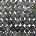 Perles rondelles à facettes en Labradorite de 15 pouces, 10 x 6 mm. - Fil de 39 cm.