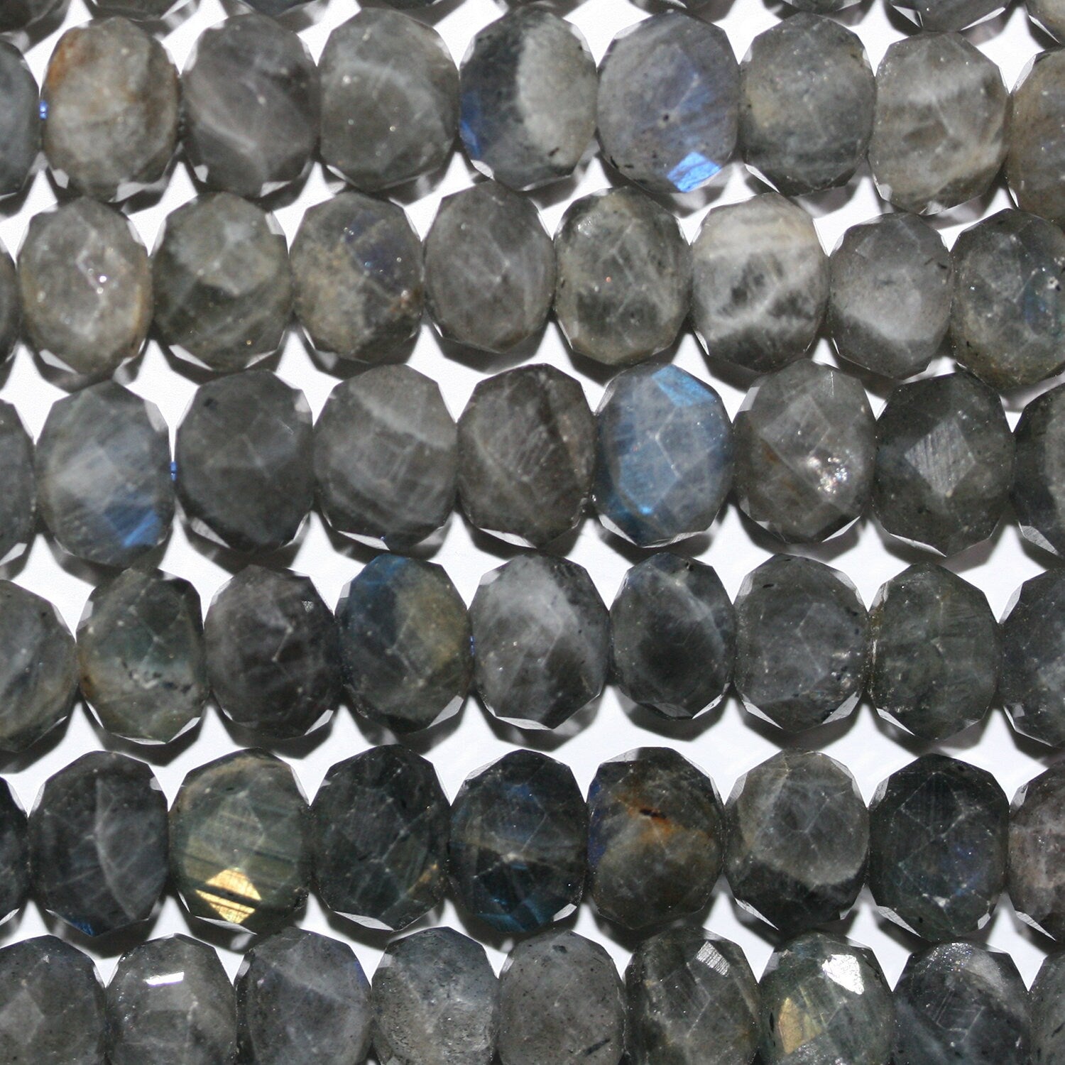 Perles rondelles à facettes en Labradorite de 15 pouces, 10 x 6 mm. - Fil de 39 cm.
