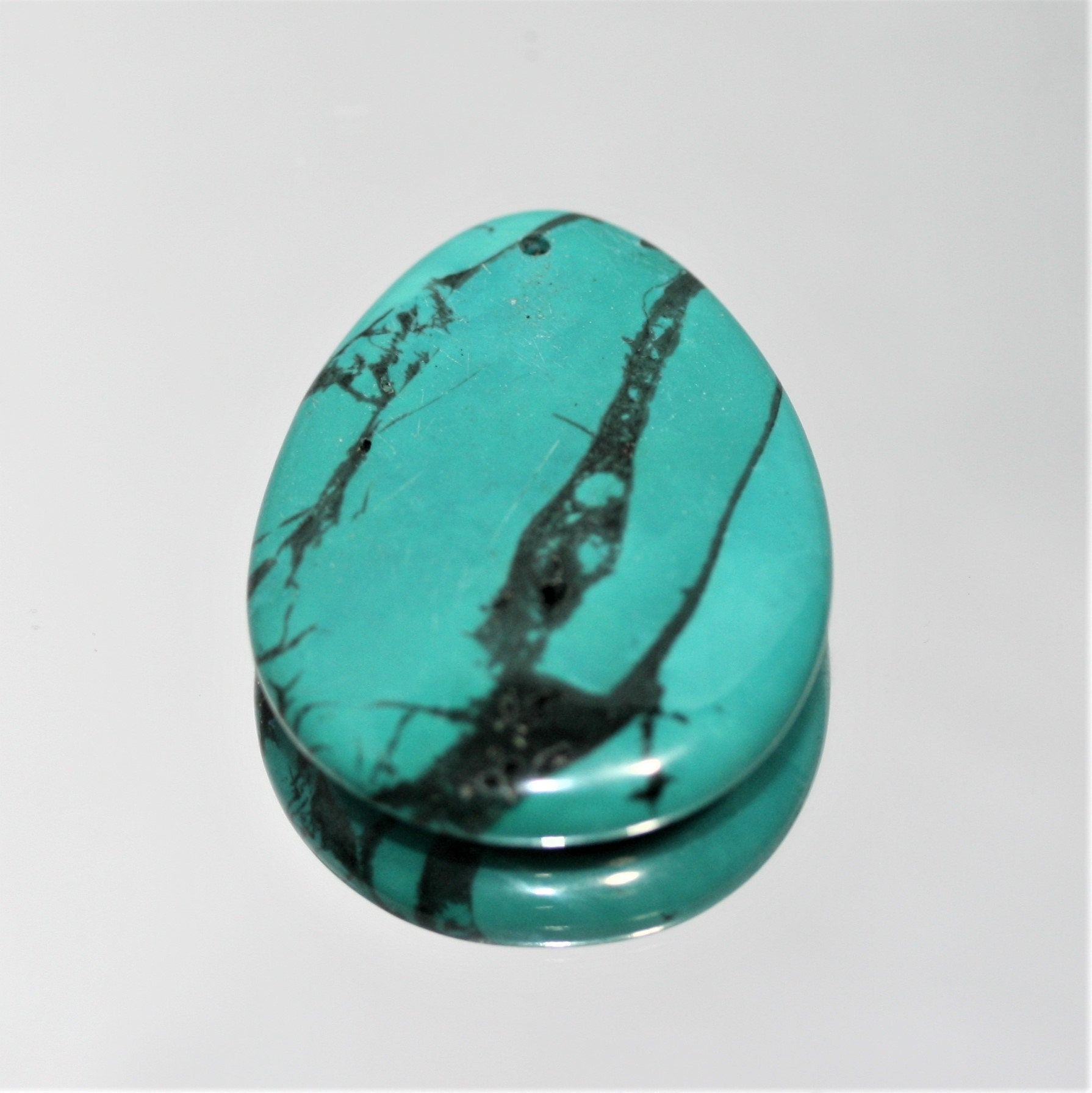 1 Pc Smooth Oval Turquoise Pendant 40x30mm. approx. - 1 Piece