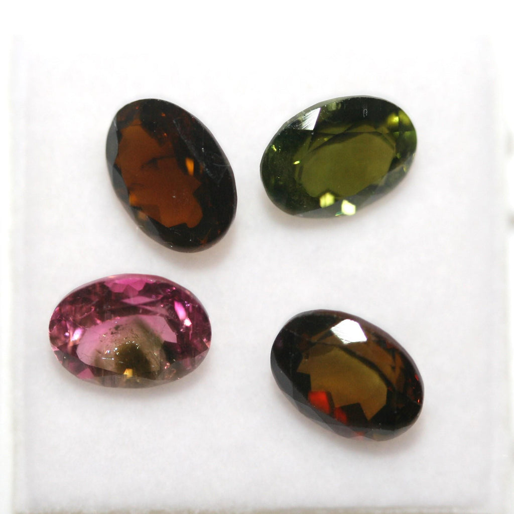Lote de turmalina multicolor facetada ovalada de 8 x 6 mm (4 piezas) - Paquetes de piedras preciosas - Piedras sueltas precio al por mayor - Gemas naturales