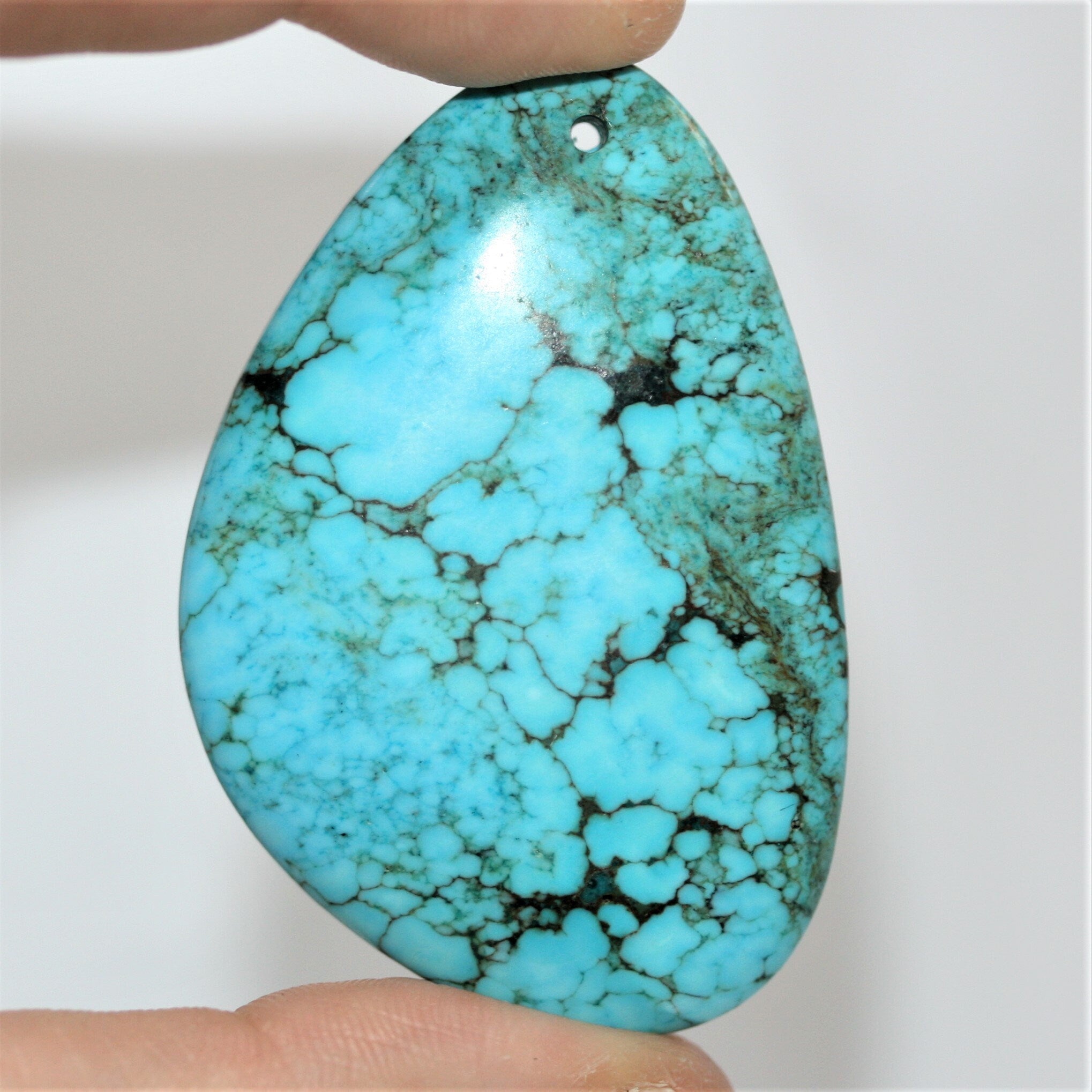 1 Pc Smooth Oval Turquoise Pendant 45x36mm. approx. - 1 Piece
