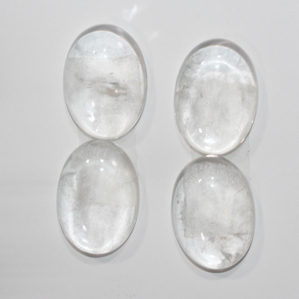 Rock Crystal Quartz Smooth Oval Cabochon 18x13mm. (4 Pieces).