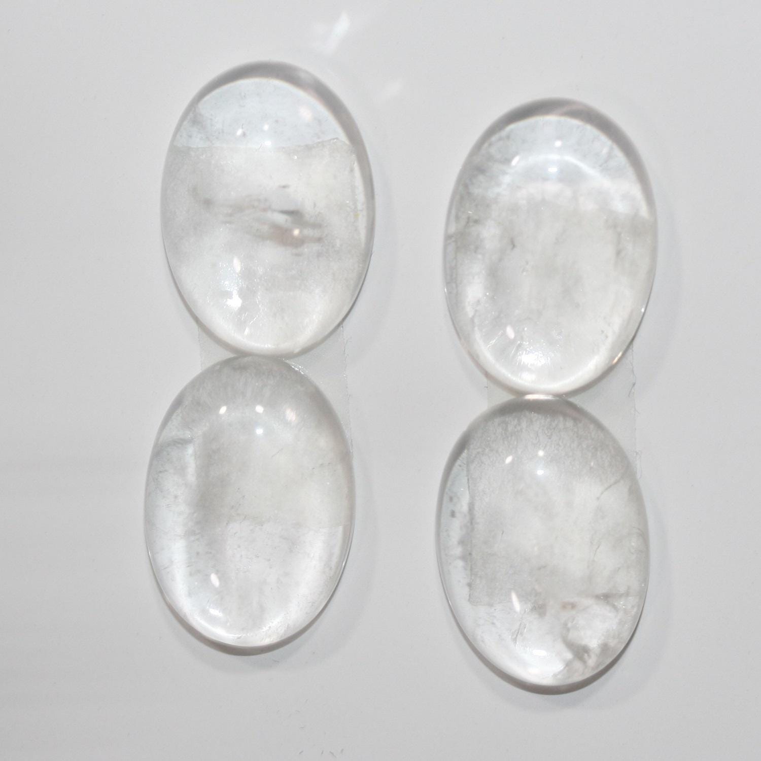 Rock Crystal Quartz Smooth Oval Cabochon 18x13mm. (4 Pieces).