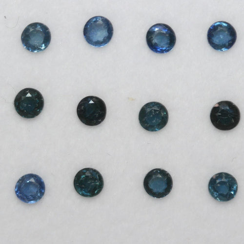 Lot de 12 saphirs bleus ronds à facettes de 3 mm. (12 pièces)