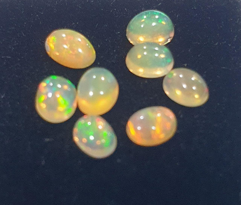 Wello Ethiopian Opal Lot Oval  Cabochon 4x3mm. (8pcs)  -Gemstone Parcels-Loose Stones Wholesale Price