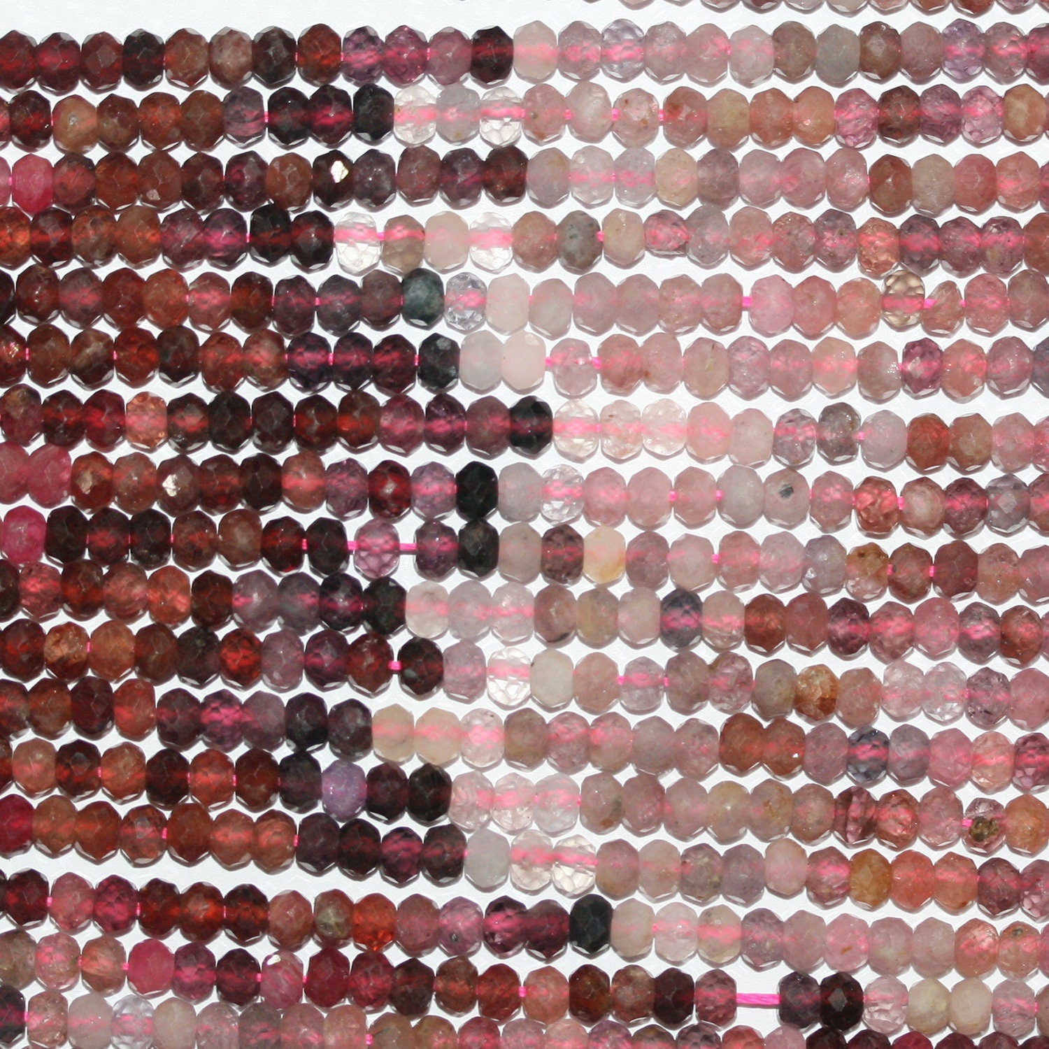 Perles rondelles à facettes en spinelle multicolore 15" (4 x 3 mm) - Fil de 39 cm