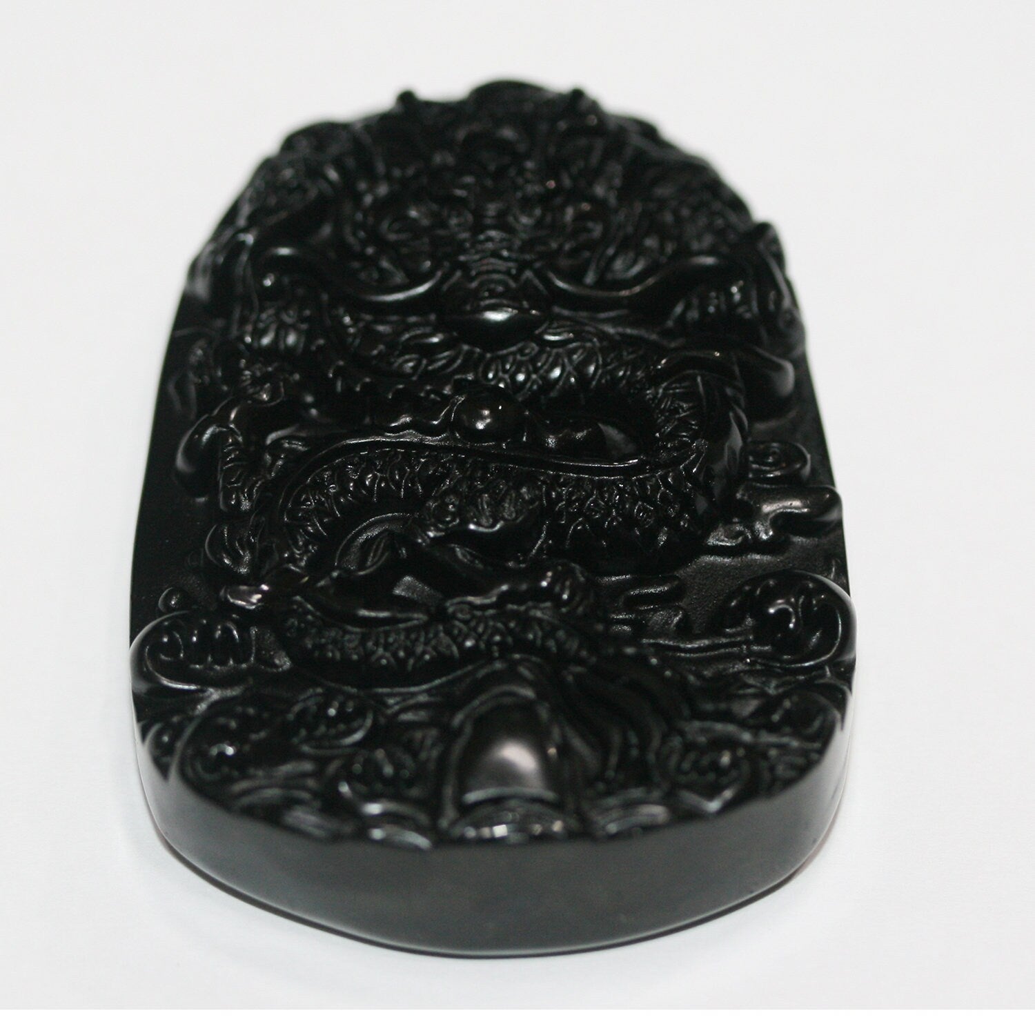 Pendentif Dragon en Obsidienne 58x40mm.