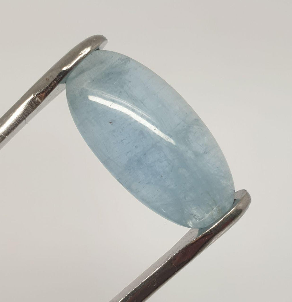 Blue Great Aquamarine 21.6x10.8x5.2mm Oval Long Cabochon. Aquamarine 11.11Cts Loose Gemstone Cabochon.