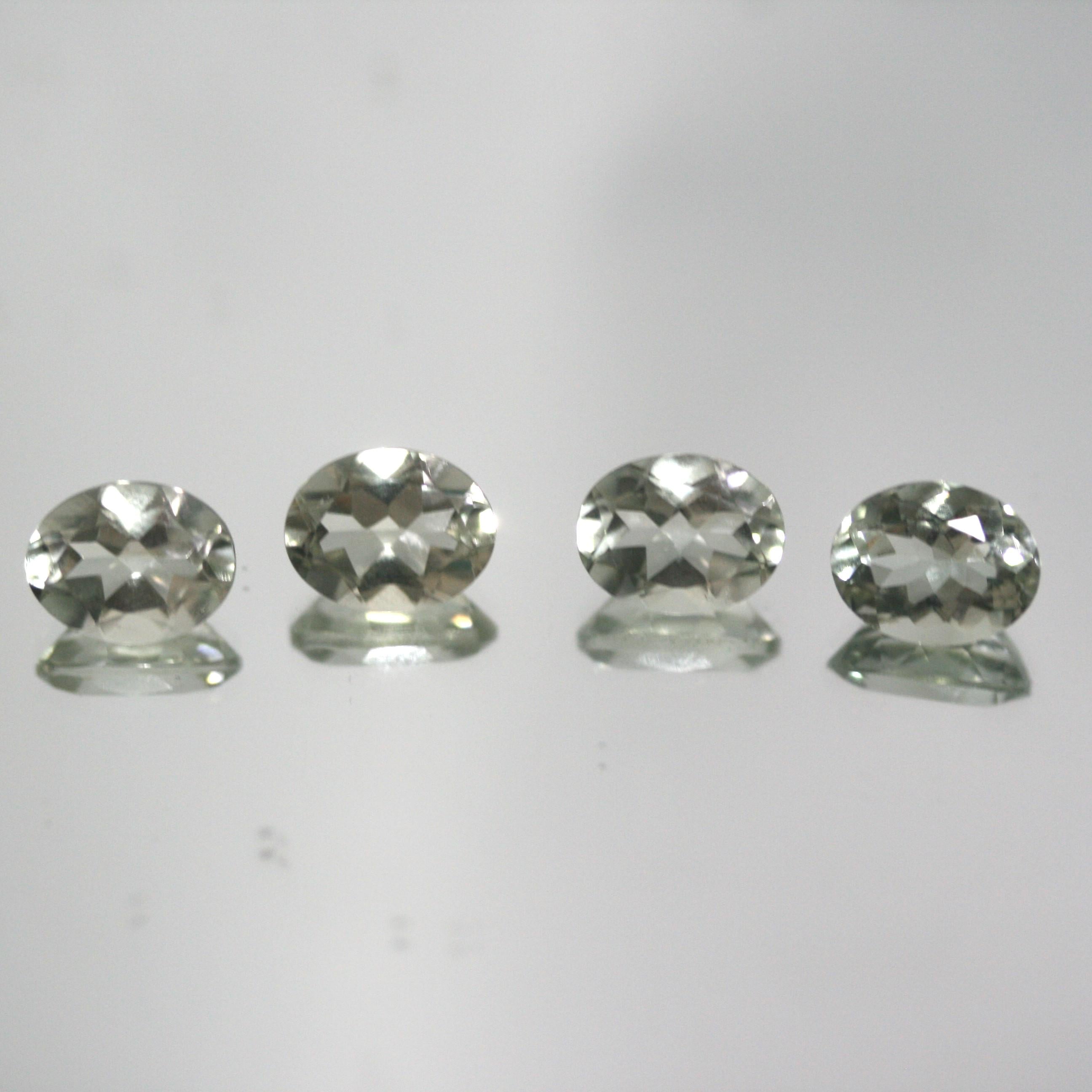 Lote de 4 piezas de prasiolita facetada ovalada de 9 x 7 mm (4 piezas) - Artículo 658LO