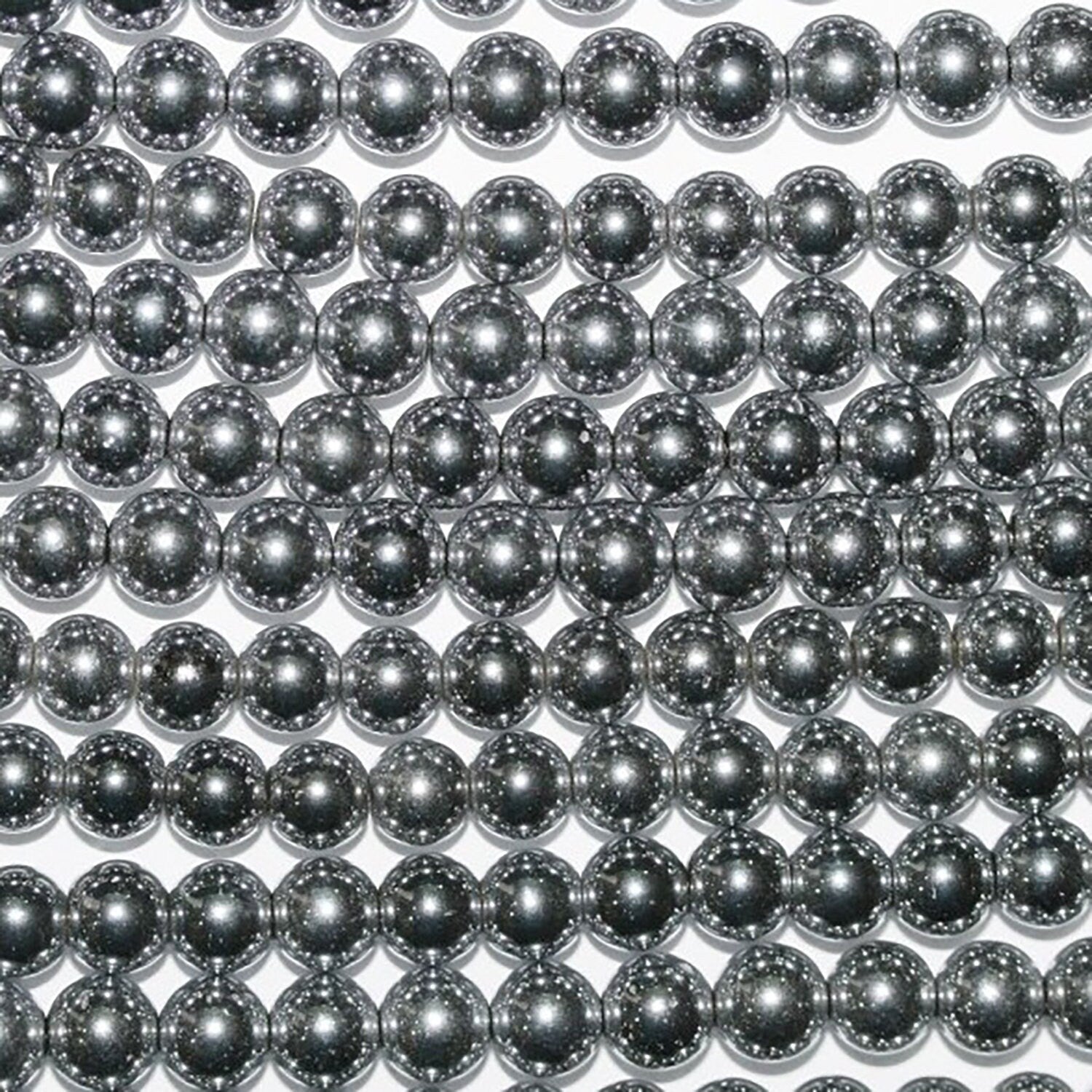 Cuentas redondas lisas de hematita plateada de 16" (v St), 8 mm (tira de 40 cm)