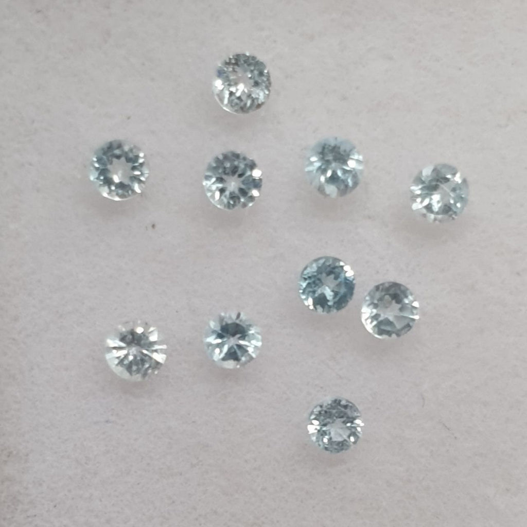 10 Pcs Lot Sky Blue Topaz Lot Faceted Round 2mm.-(10Pcs) -Gemstone Parcels-Loose Stones Wholesale Price