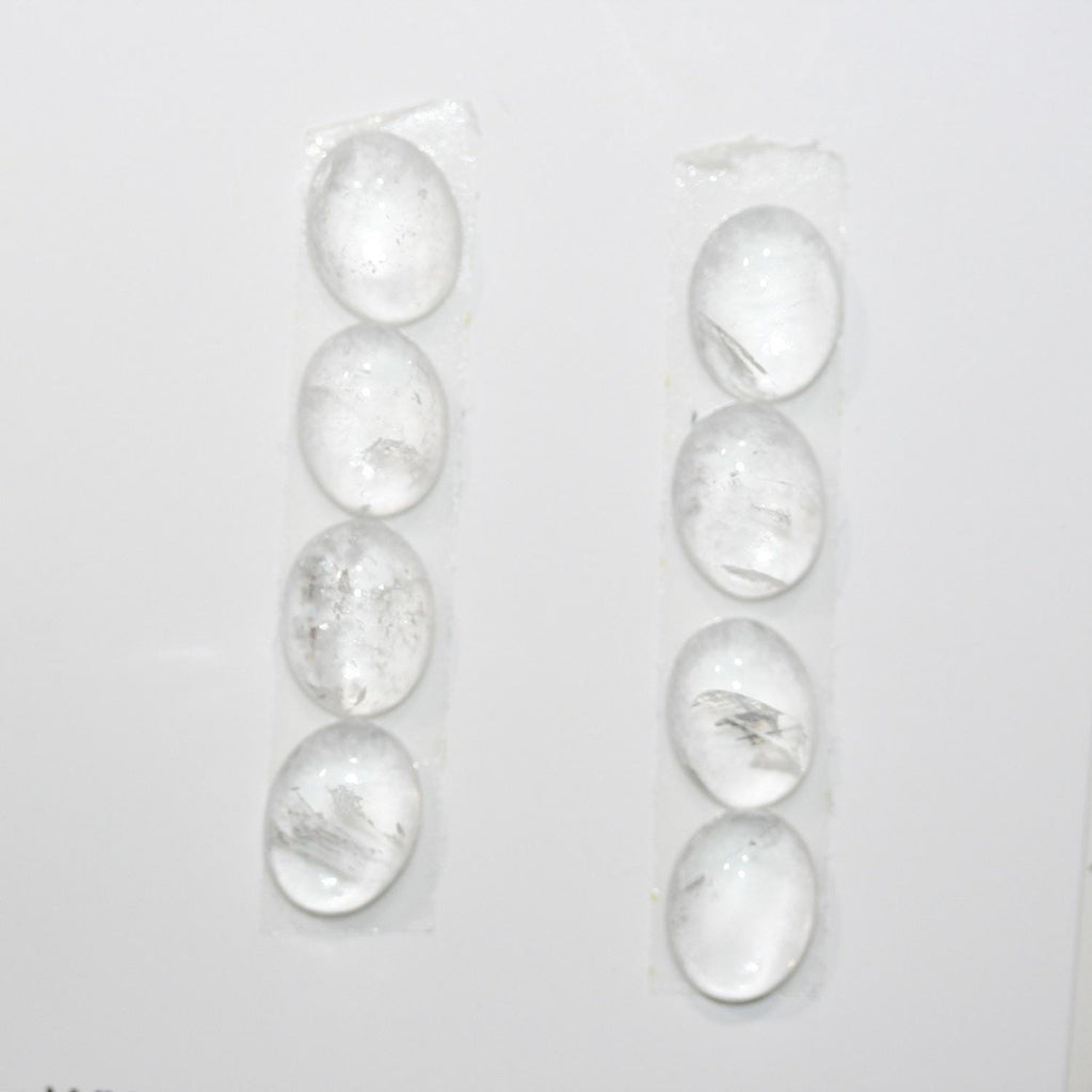 Rock Crystal Quartz Smooth Oval Cabochon 10x8mm. (8 Pieces).
