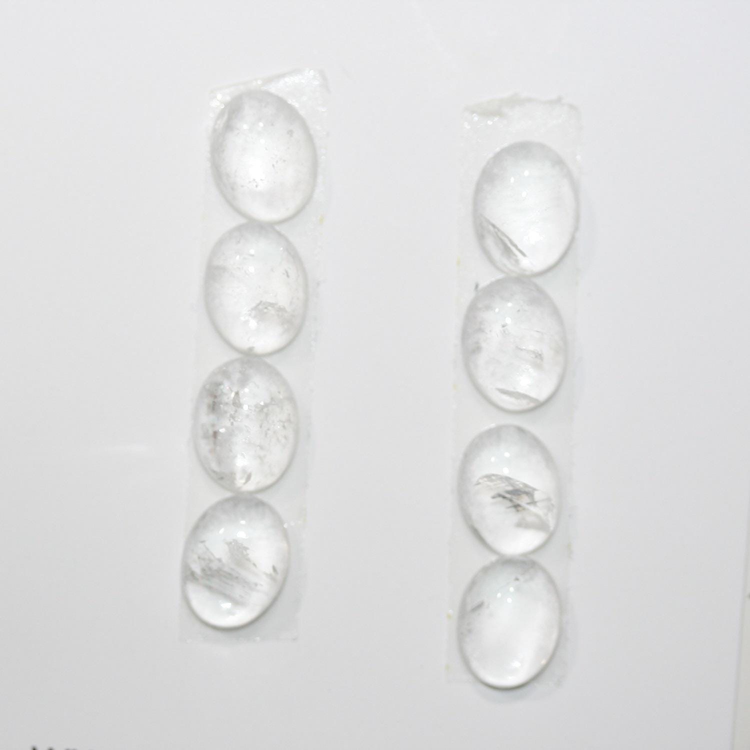 Rock Crystal Quartz Smooth Oval Cabochon 10x8mm. (8 Pieces).