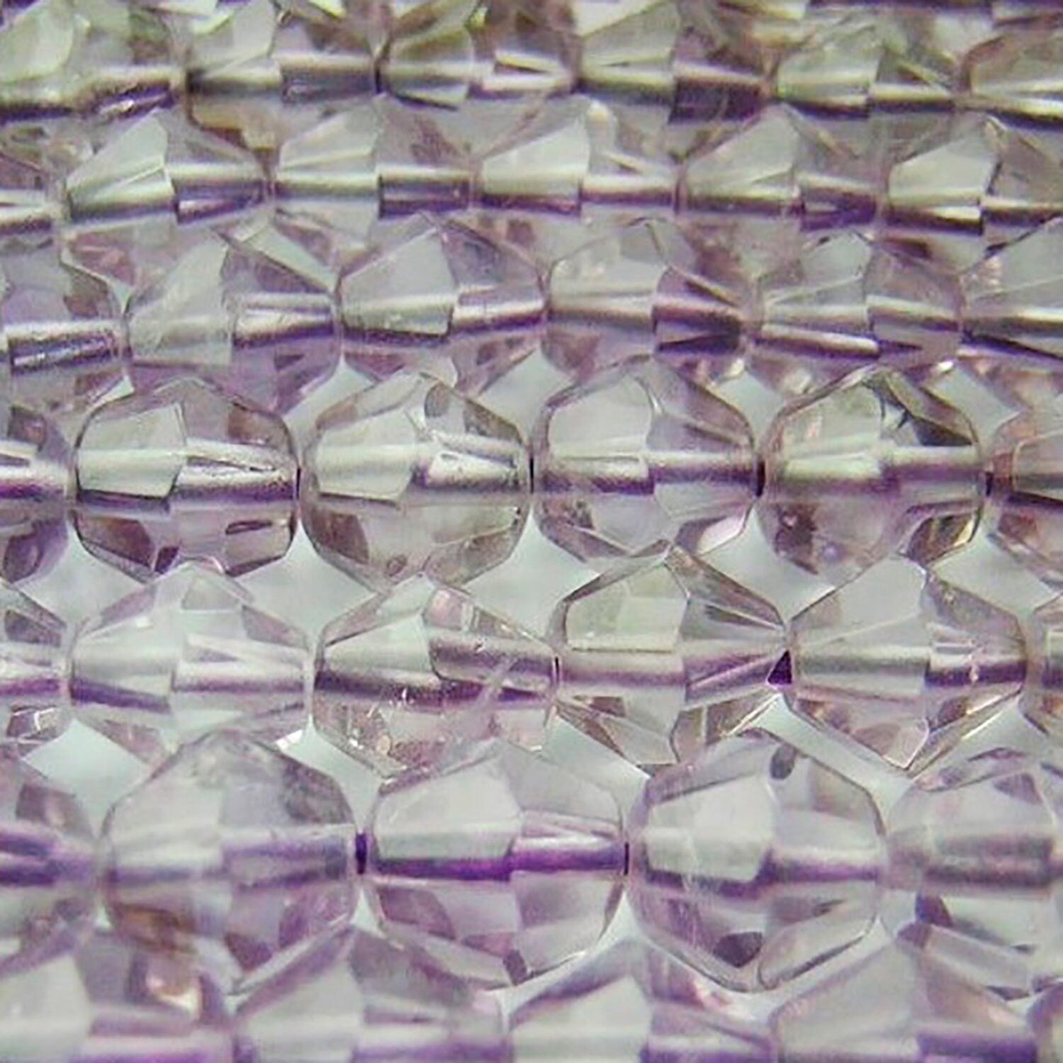 16" Cuentas de barril facetadas de amatista Santa 6 mm. - Hilo 40 cm.