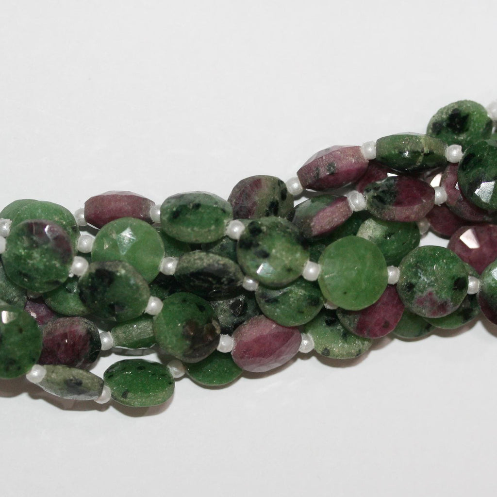 Perles rondes à facettes en zoïsite rubis St de 8 pouces (10 mm) - Fil de 20 cm