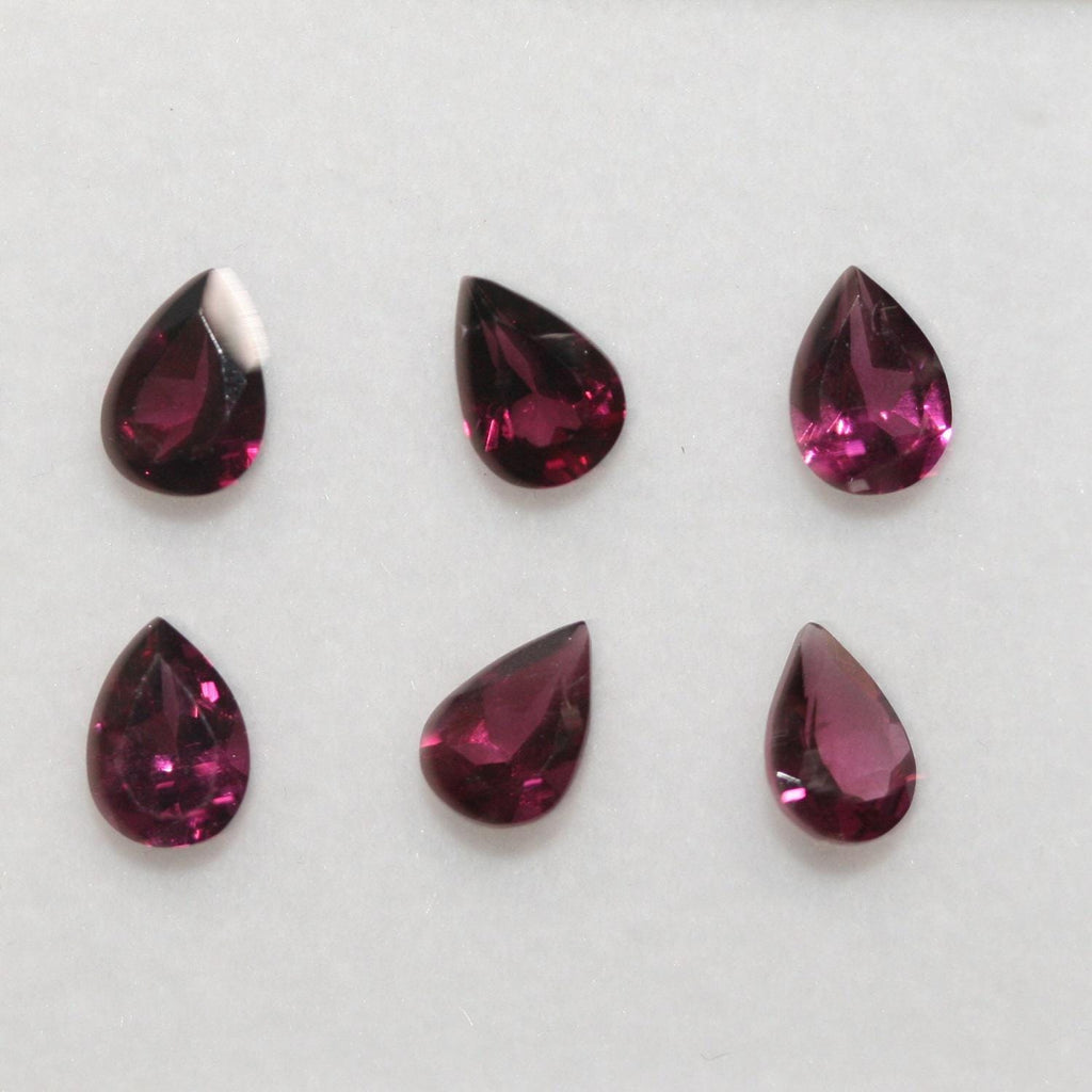 Lot de grenats rhodolites facettés en forme de goutte 7x5mm (6 pièces)