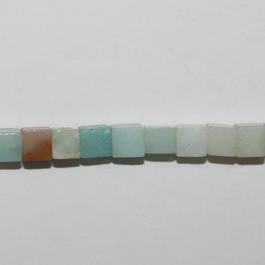 Perles cubiques lisses en amazonite St, 40 cm (16 pouces), 4 mm, brin de 40 cm (16 pouces).