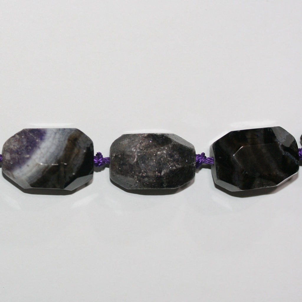 Cuentas facetadas de ágata morada de 40 cm (16"), 25 x 15 mm (aprox.), tira de 40 cm (artículo 4239)