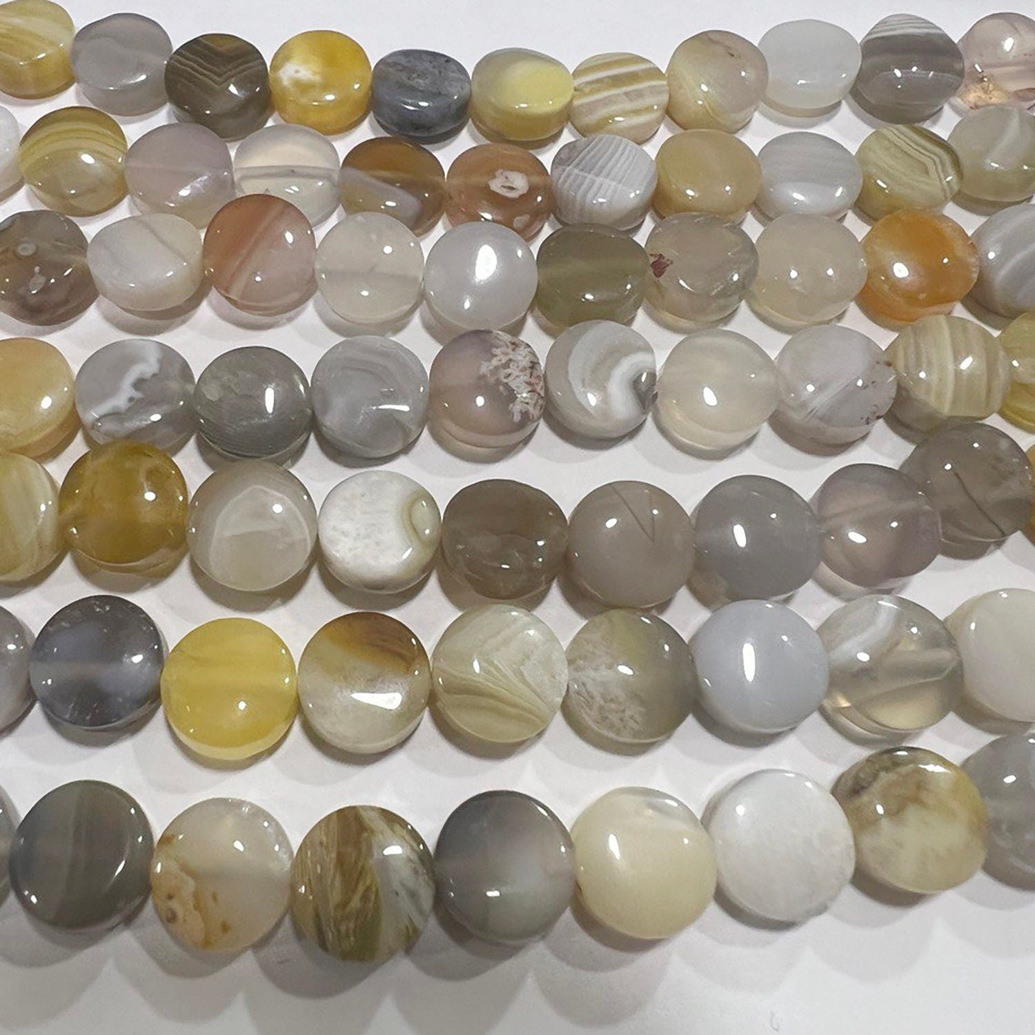 Cuentas lisas de ágata de Santa Botsuana (16"), 10 mm (tira de 40 cm)