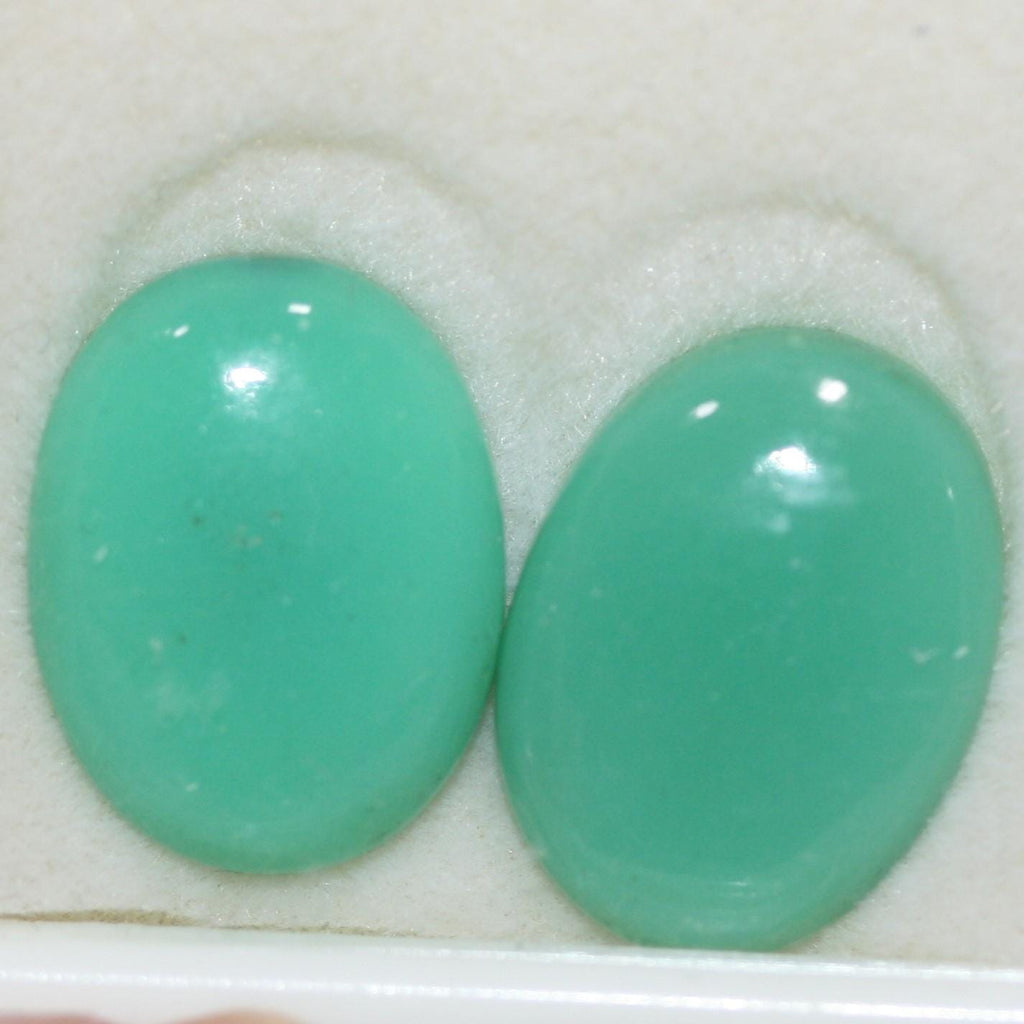 Pair of Chrysoprase Oval Cabochon 18x13.5mm Approx .(22.42ct.).