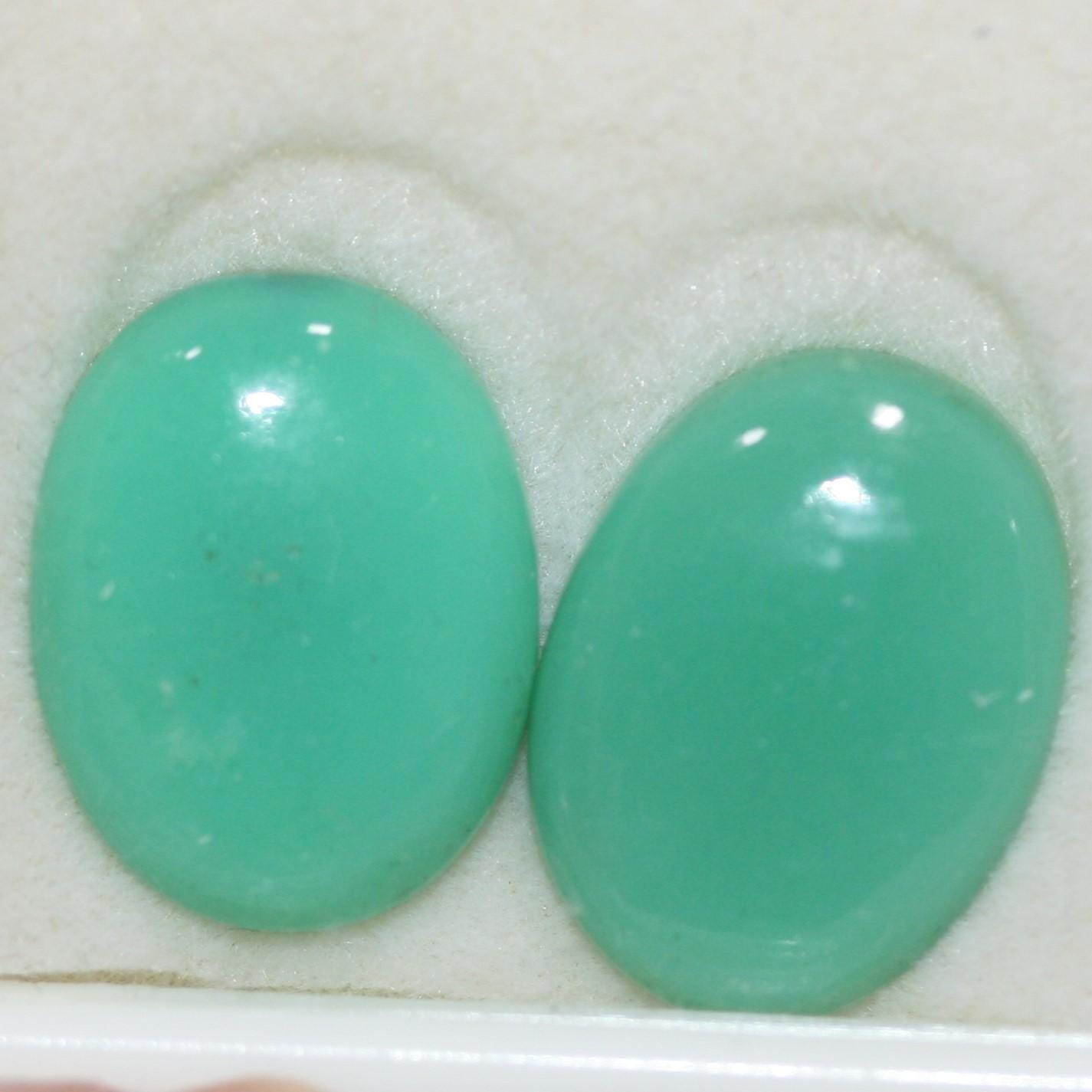 Pair of Chrysoprase Oval Cabochon 18x13.5mm Approx .(22.42ct.).