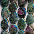 16" St Ruby Fuchsite Smooth Twisted Oval Beads 25x18mm.Approx.-Strand 40cm