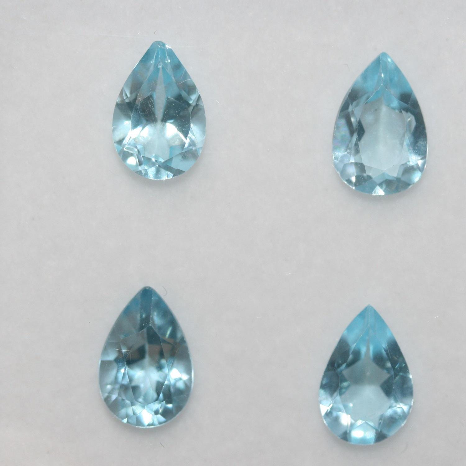 Lote de 4 piezas de topacio cielo facetado de 10 x 7 mm (4 piezas).